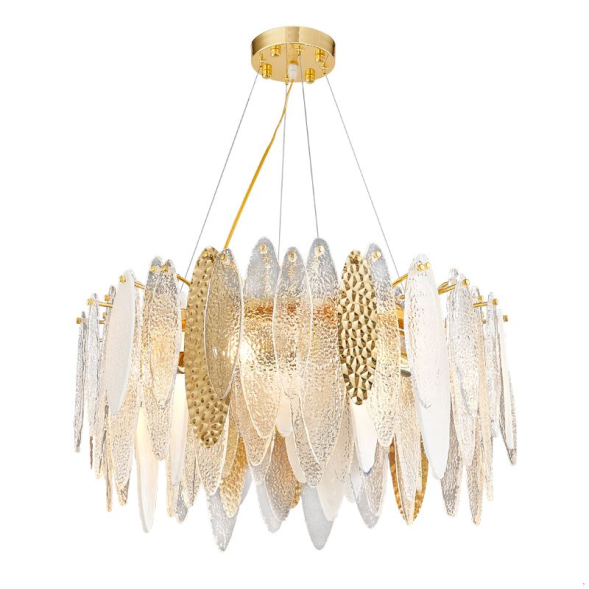 Кольцевая Люстра С Декором Из Стеклянных Лепестков С Фигурной Поверхностью Rissa R