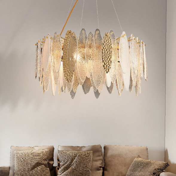 Кольцевая Люстра С Декором Из Стеклянных Лепестков С Фигурной Поверхностью Rissa R