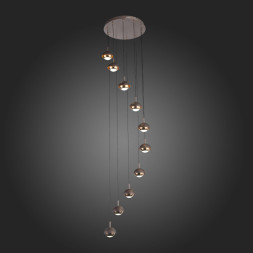 Каскадный Светильник На 10 Подвесов С Матовыми Плафонами Коричневого Цвета Russo More