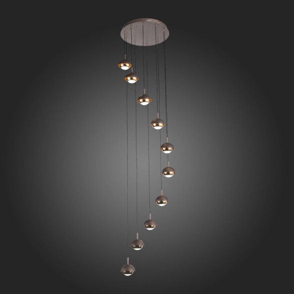 Каскадный Светильник На 10 Подвесов С Матовыми Плафонами Коричневого Цвета Russo More