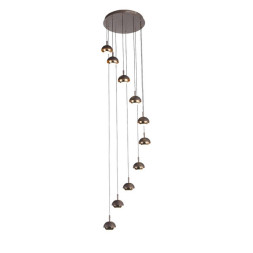 Каскадный Светильник На 10 Подвесов С Матовыми Плафонами Коричневого Цвета Russo More