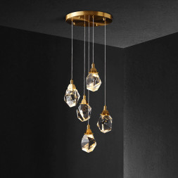 Подвесной светильник Delight Collection Crystal rock 5 gold