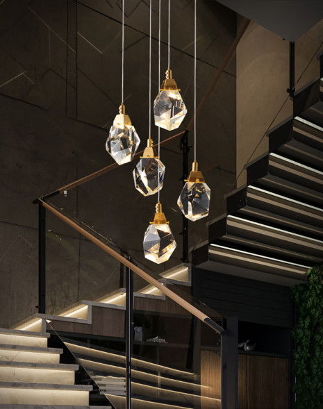 Подвесной светильник Delight Collection Crystal rock 5 gold