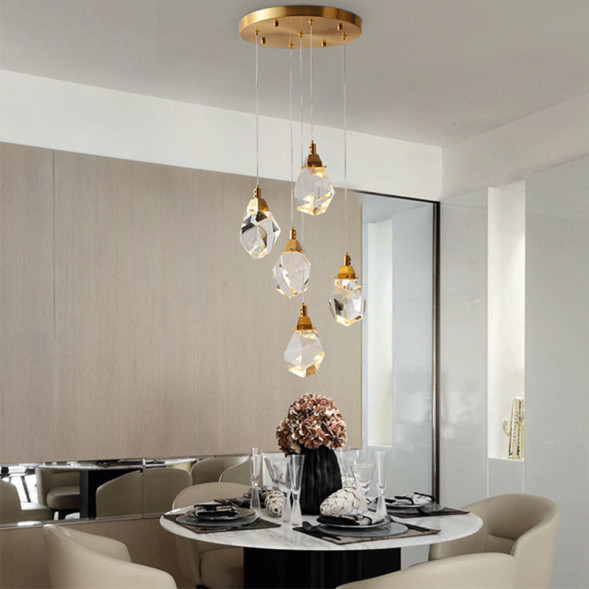 Подвесной светильник Delight Collection Crystal rock 5 gold