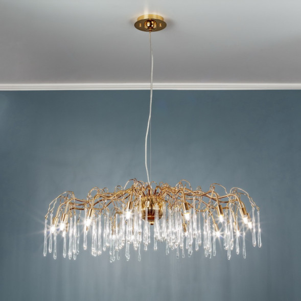 Frezia Light 1005/15 B золотая подвесная люстра на 15 лампочек