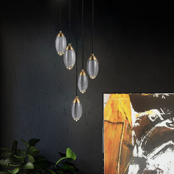 Комбинация Из 5 Подвесных Светильников На Общем Потолочном Креплении Fiera 5