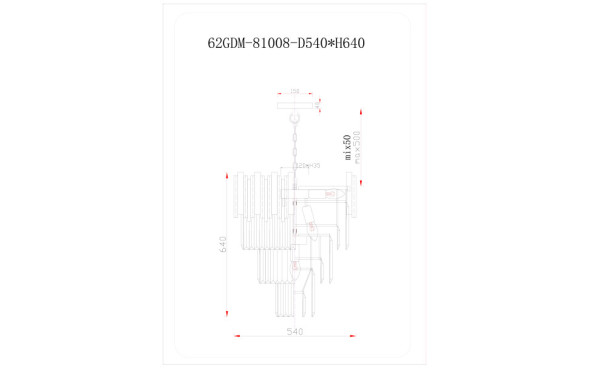 Люстра с кристаллами (золото)