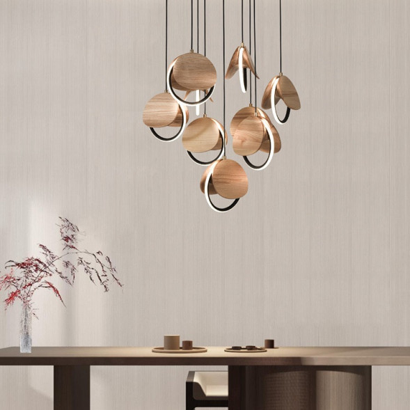 Комбинация Из Светильников С Круглыми Деревянными Накладками На Светодиодных Кольцах Rest More