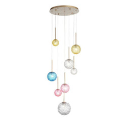 Комбинация Подвесных Светильников С Разноцветными Круглыми Плафонами Из Прозрачного Фактурного Стекла Rio Combo