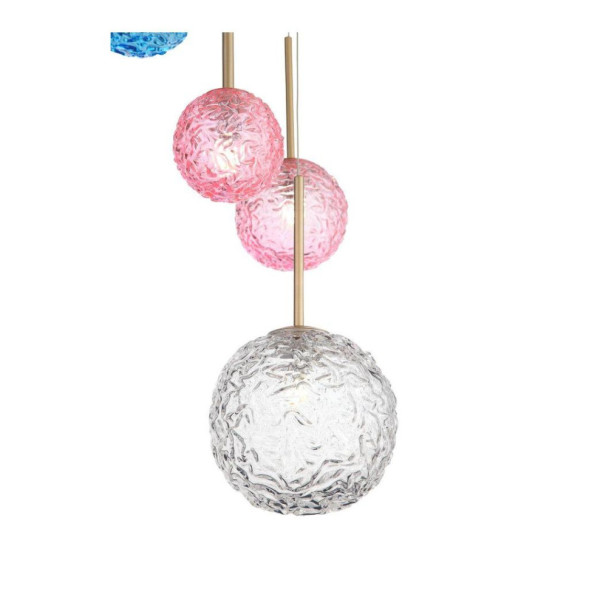 Комбинация Подвесных Светильников С Разноцветными Круглыми Плафонами Из Прозрачного Фактурного Стекла Rio Combo