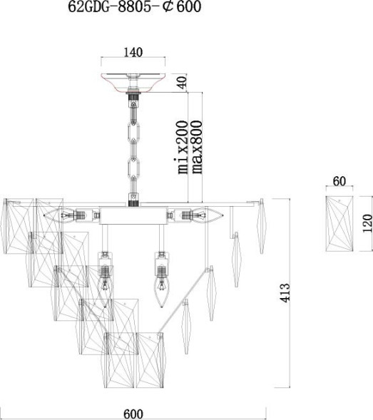 Люстра со стеклянными кристаллами