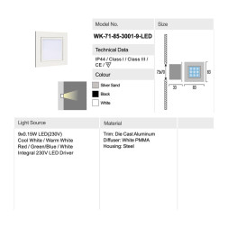 Встраиваемый светильник Delight Collection 71-85-3001-H-9 warm white silver