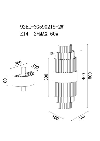 Бра стеклянное (хром)