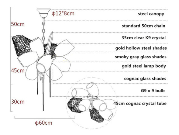 Люстра Delight Collection 8898P/AS gold/smoky