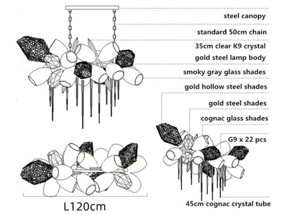 Люстра Delight Collection 8898P/BM gold/smoky