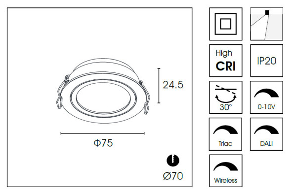 Встраиваемый светильник Delight Collection DA8303DR O7.5