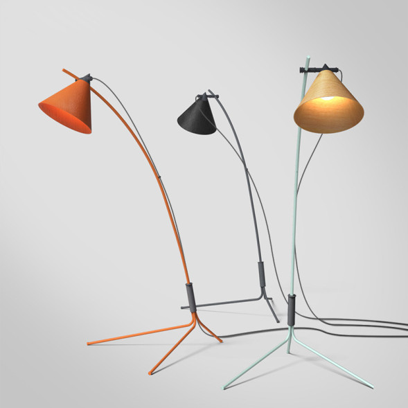 Напольный Светильник С Регулируемым По Высоте Поворотным Деревянным Плафоном Cone 3