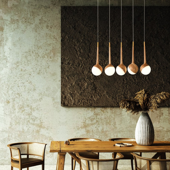 Готовая Комбинация Светодиодных Светильников С Шарообразными Плафонами Внутри Деревянного Каркаса Agnis More