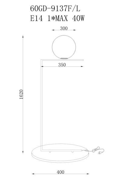 Торшер &quot;Шар&quot; (белое стекло)