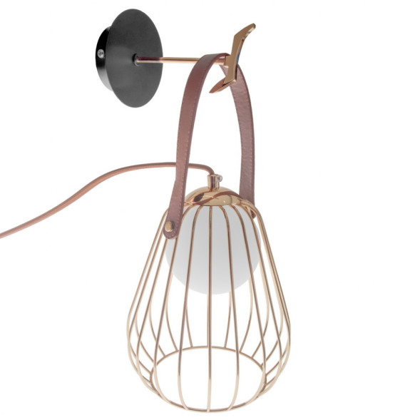 Бра С Плафоном Из Металлических Прутьев И Декором В Виде Кожаного Ремешка Eker Wall