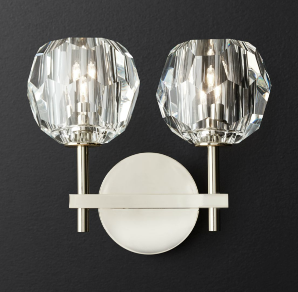 Бра Бра Rh Boule De Cristal Double Sconce Brass Никель