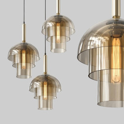 Серия Подвесных Светильников С Двух- Или Трехслойным Плафоном Благородного Коньячного Цвета Jolly