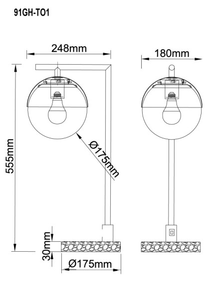 Лампа настольная с матовым плафоном, никель