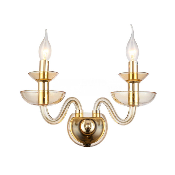 Бра В Классическом Стиле С Выгнутыми Рожками И Двумя Плафонами Со Стеклянными Чашами Разного Диаметра Loratti Wall