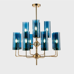 Люстра Hans-Agne Jakobsson Brass &Amp; Blue Glass Tube Chandelier Hans-Agne Jakobsson In 1970 12 Синий