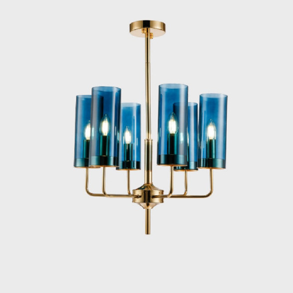 Люстра Hans-Agne Jakobsson Brass &amp;Amp; Blue Glass Tube Chandelier Hans-Agne Jakobsson In 1970 8 Синий