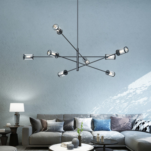 Дизайнерская Люстра Skelby 8 Плафонов. Цвет Каркаса Белый. Цвет Стекла Прозрачный.