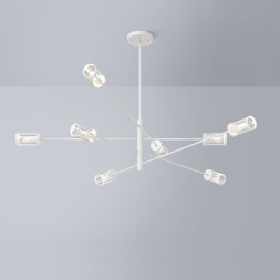 Дизайнерская Люстра Skelby 8 Плафонов. Цвет Каркаса Белый. Цвет Стекла Прозрачный.