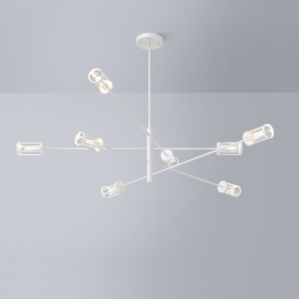 Дизайнерская Люстра Skelby 8 Плафонов. Цвет Каркаса Белый. Цвет Стекла Прозрачный.