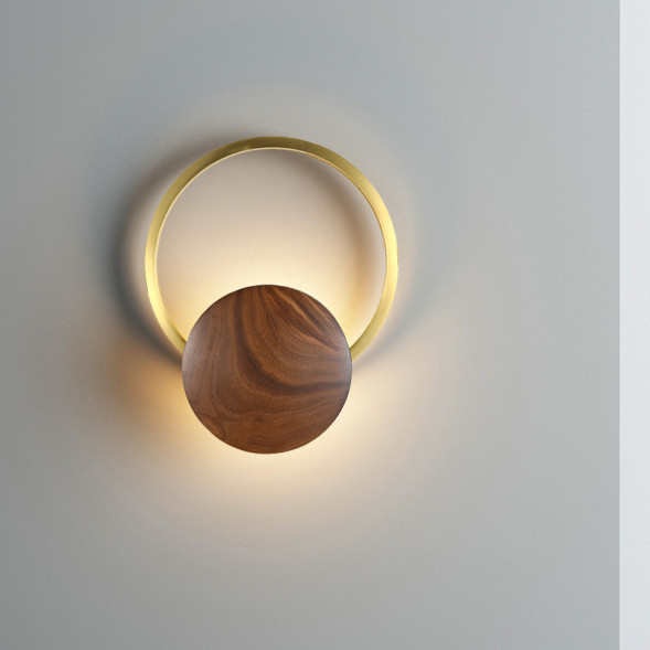Бра В Форме Деревянного Диска И Декоративным Кольцевым Элементом Issi
