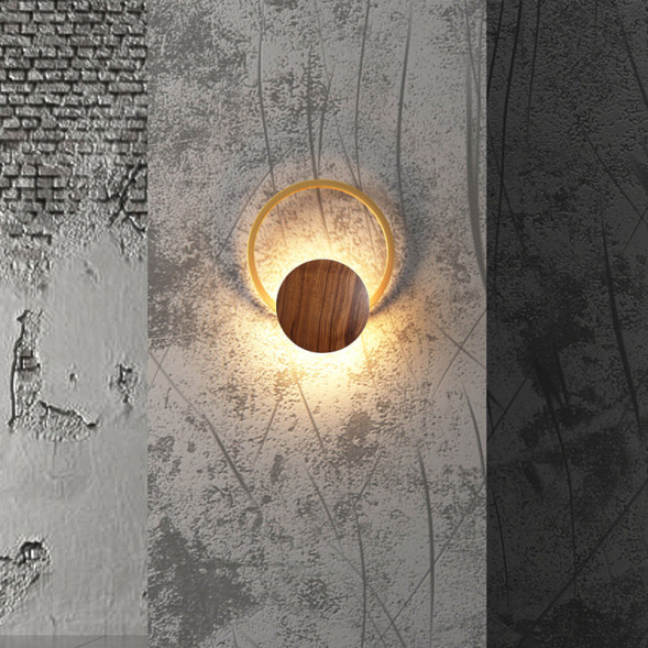 Бра В Форме Деревянного Диска И Декоративным Кольцевым Элементом Issi