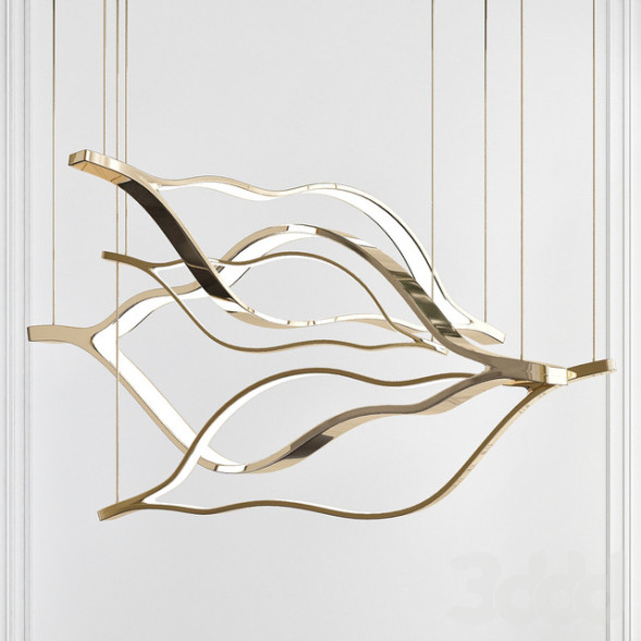 Дизайнерский Подвесной Светильник В Виде Стилизованного Облака Из Двух Контурных Полос Со Светодиодной Подсветкой Trudy