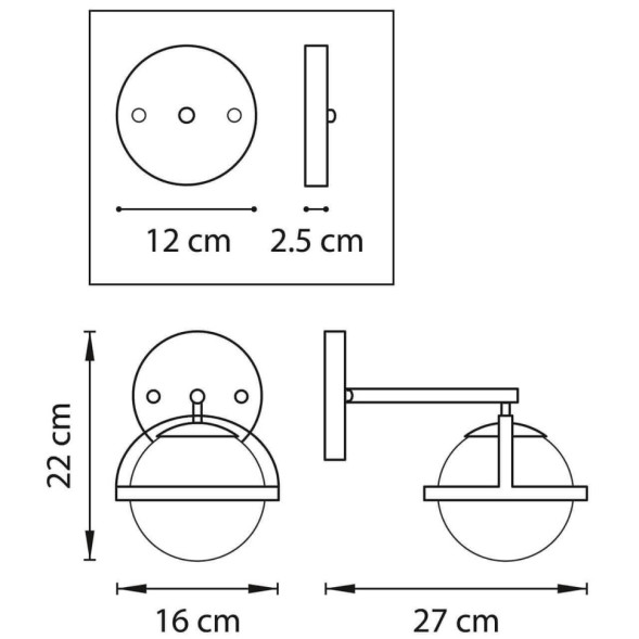 Бра С Шарообразным Стеклянным Плафоном Dayana Wall